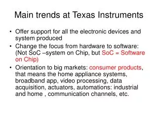 Main trends at Texas Instruments