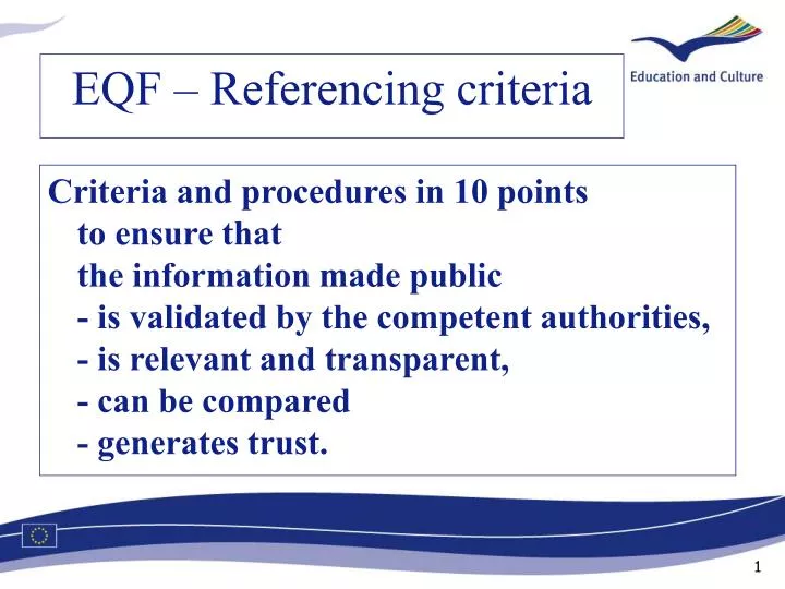 eqf referencing criteria