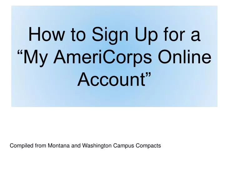 how to sign up for a my americorps online account