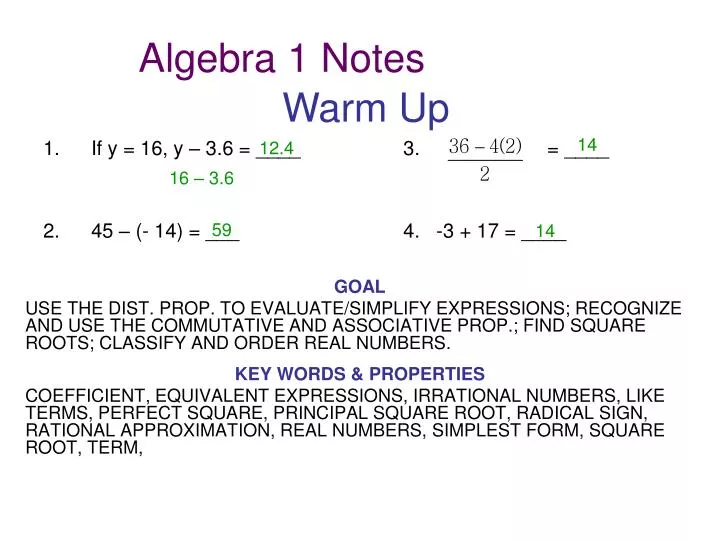 algebra 1 notes