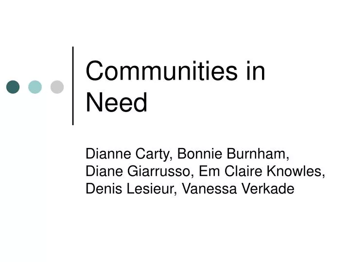 communities in need