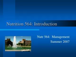 Nutrition 564: Introduction