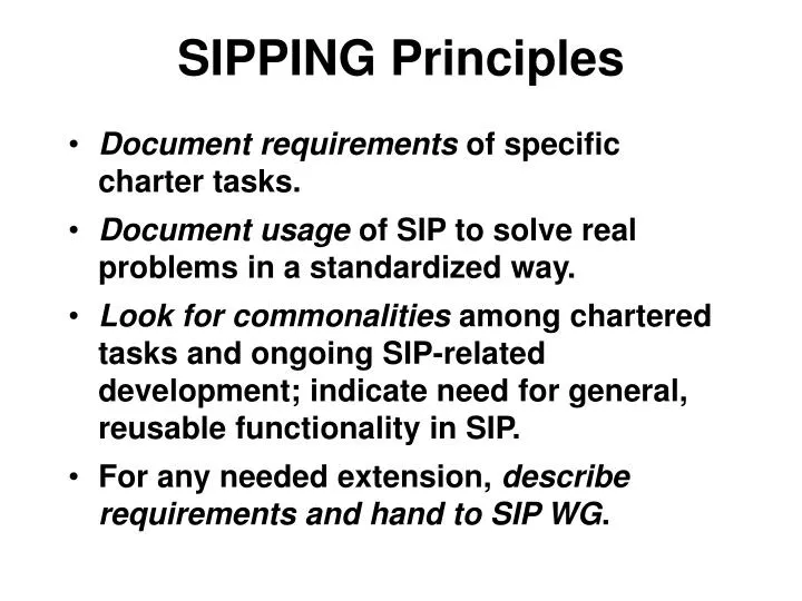 sipping principles