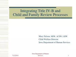 Integrating Title IV-B and Child and Family Review Processes