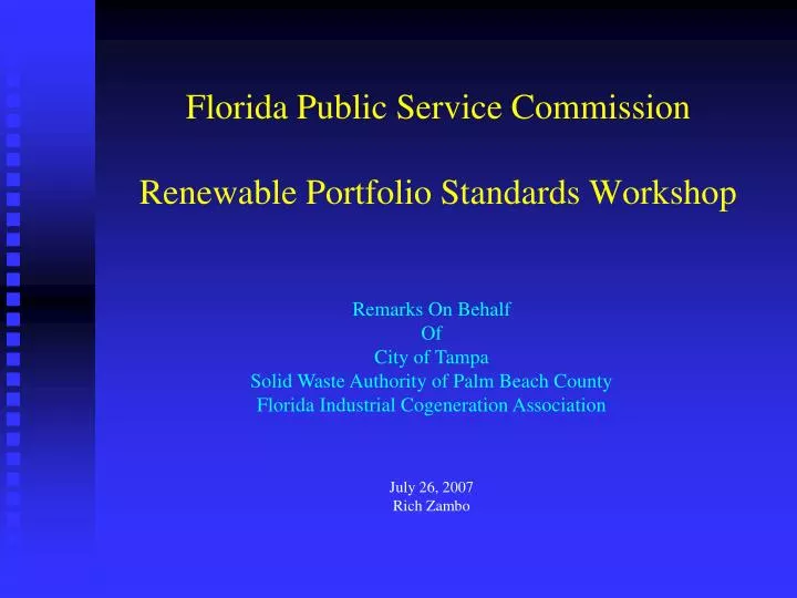 florida public service commission renewable portfolio standards workshop
