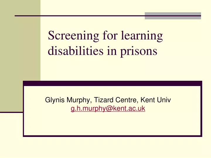 screening for learning disabilities in prisons