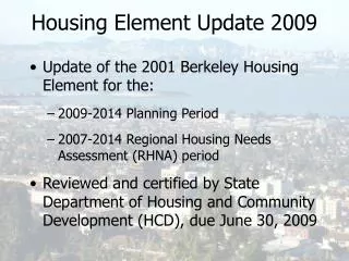 Housing Element Update 2009