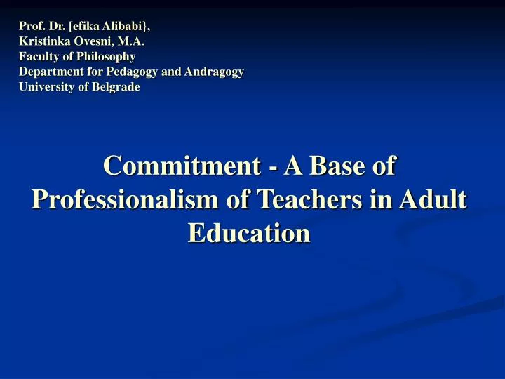 commitment a base of professionalism of teachers in adult education