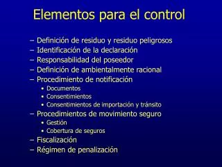 elementos para el control