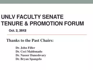 UNLV Faculty Senate Tenure &amp; Promotion Forum