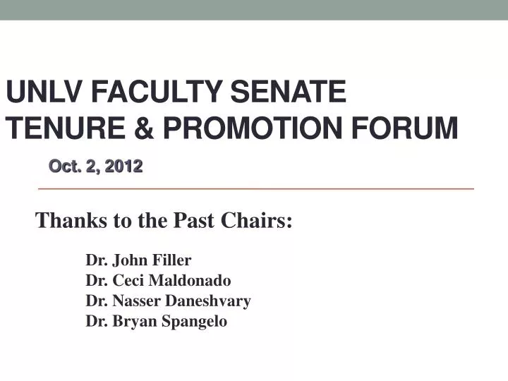 unlv faculty senate tenure promotion forum