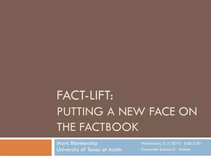 fact lift putting a new face on the factbook