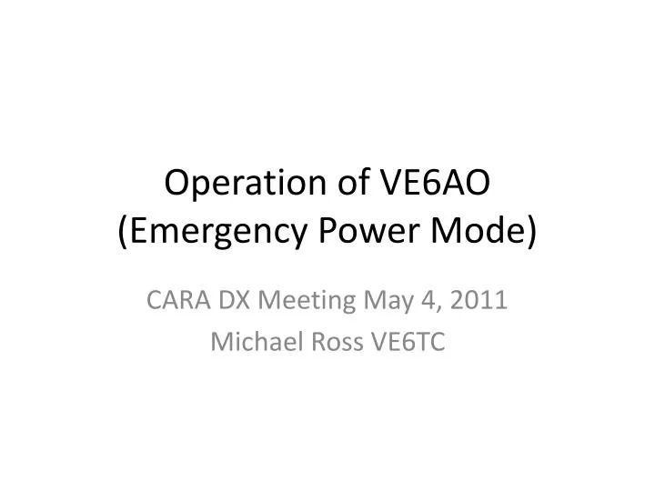 operation of ve6ao emergency power mode