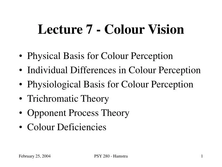 lecture 7 colour vision