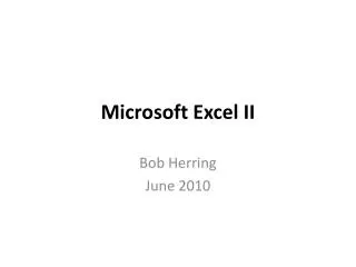 Microsoft Excel II