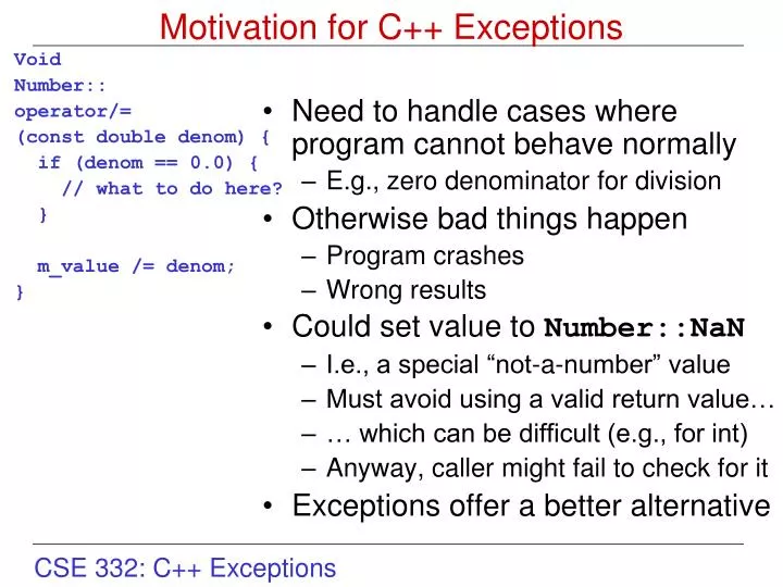 motivation for c exceptions