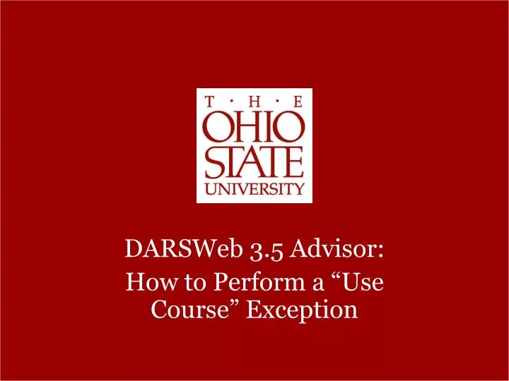 darsweb 3 5 advisor how to perform a use course exception