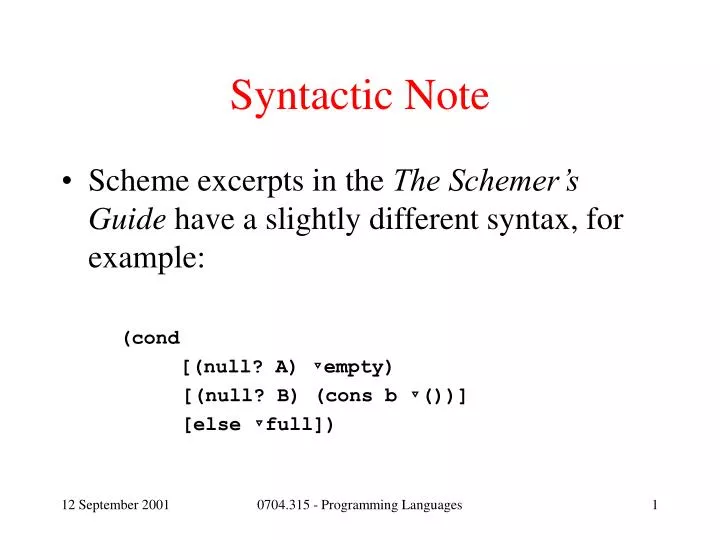 syntactic note