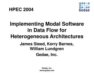 Implementing Modal Software in Data Flow for Heterogeneous Architectures