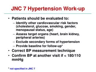 JNC 7 Hypertension Work-up
