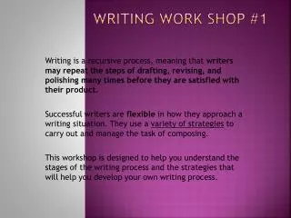 Writing Work Shop #1