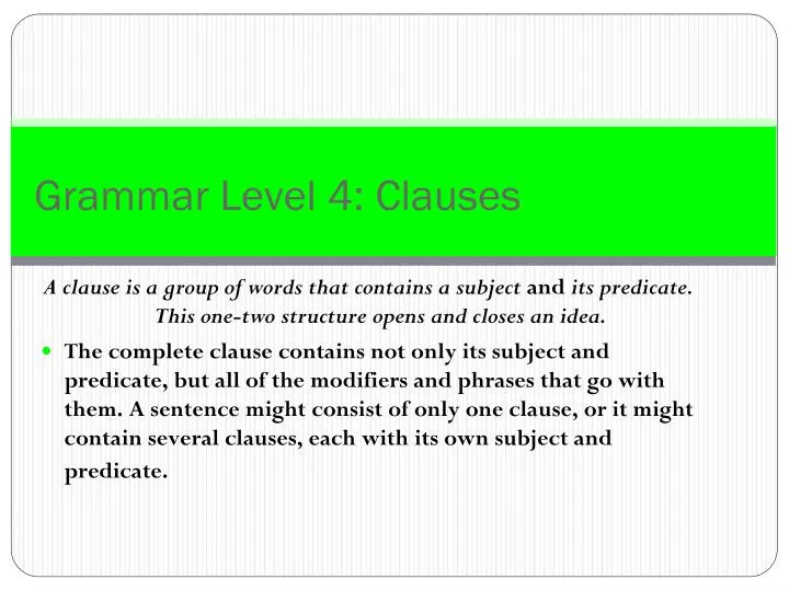 grammar level 4 clauses