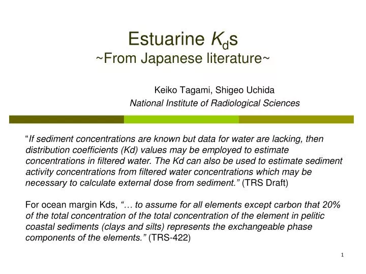 estuarine k d s from japanese literature