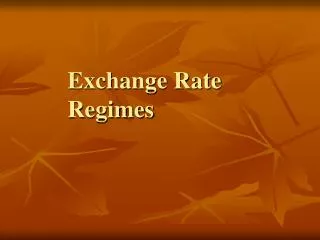 exchange rate regimes
