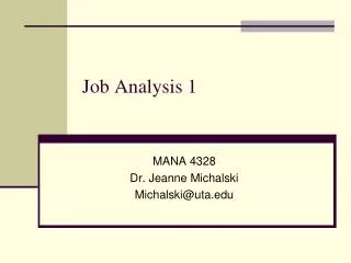 Job Analysis 1