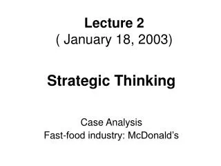 Lecture 2 ( January 18, 2003)