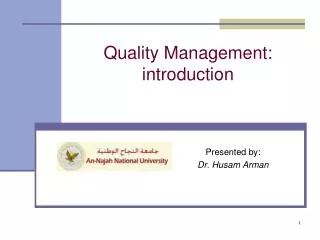 Quality Management: introduction