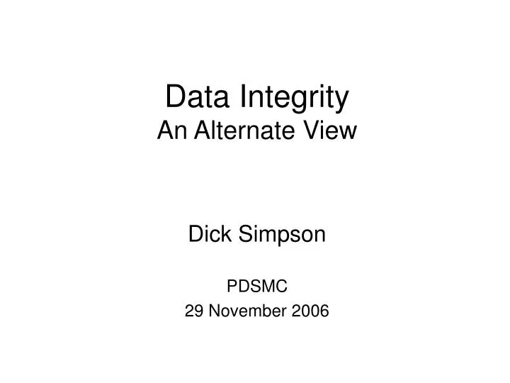 data integrity an alternate view