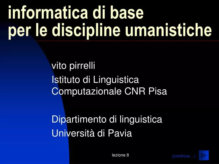 informatica di base per le discipline umanistiche