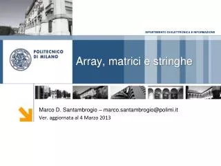 Array, matrici e stringhe