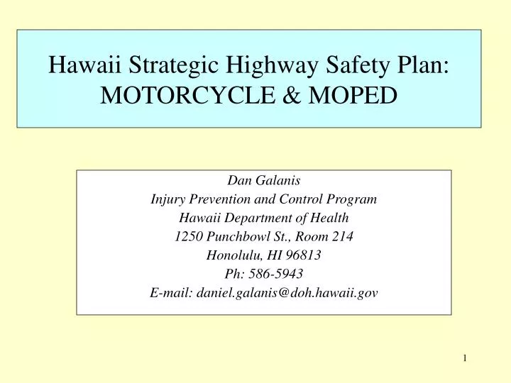 hawaii strategic highway safety plan motorcycle moped