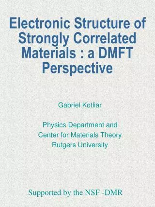 Electronic Structure of Strongly Correlated Materials : a DMFT Perspective