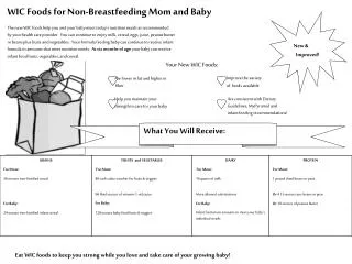 WIC Foods for Non-Breastfeeding Mom and Baby