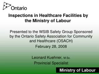 Inspections in Healthcare Facilities by the Ministry of Labour