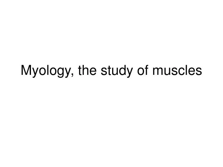 myology the study of muscles