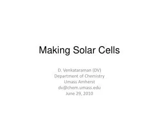 Making Solar Cells