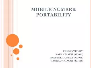 MOBILE NUMBER PORTABILITY