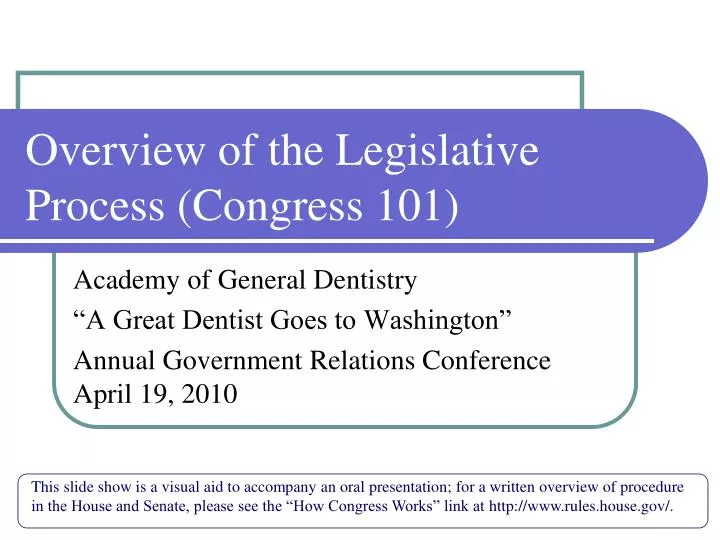 overview of the legislative process congress 101