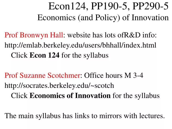 econ124 pp190 5 pp290 5 economics and policy of innovation