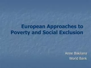 european approaches to poverty and social exclusion