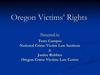 Oregon Victims’ Rights