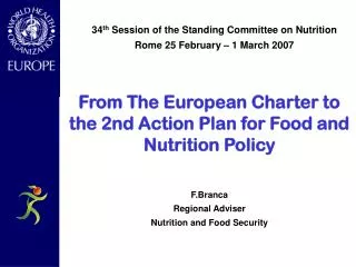 From The European Charter to the 2nd Action Plan for Food and Nutrition Policy