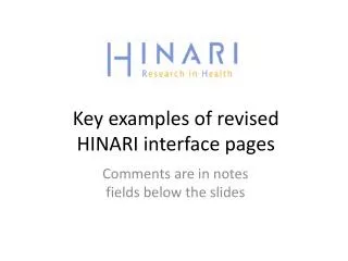 Key examples of revised HINARI interface pages