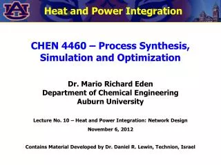 Heat and Power Integration