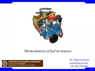 Thermochemistry of fuel air mixtures