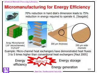 Micromanufacturing for Energy Efficiency